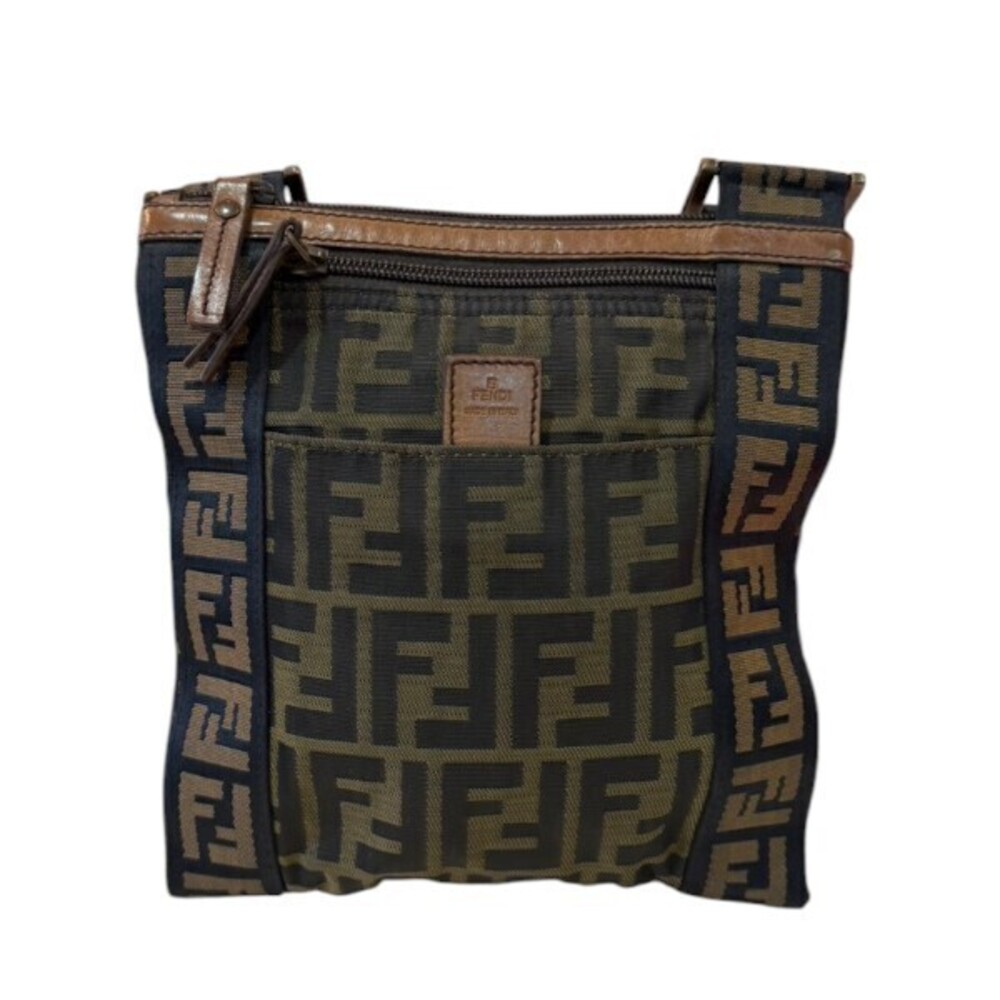 Fendi Zucca shoulder canvas bag Black